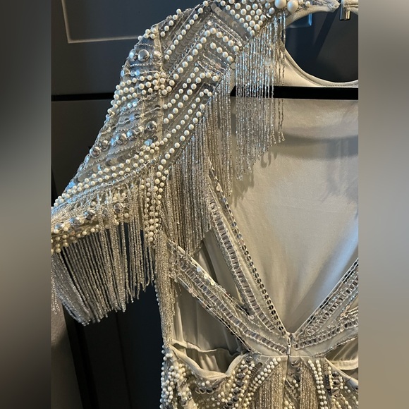 NWT - ASOS EDITION SEQUIN AND PEARL JUMPSUIT WITH FRINGING - Women’s size: 12 - Picture 15 of 16